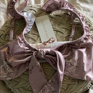 LoveShackFancy palm bikini top in Woodrose
